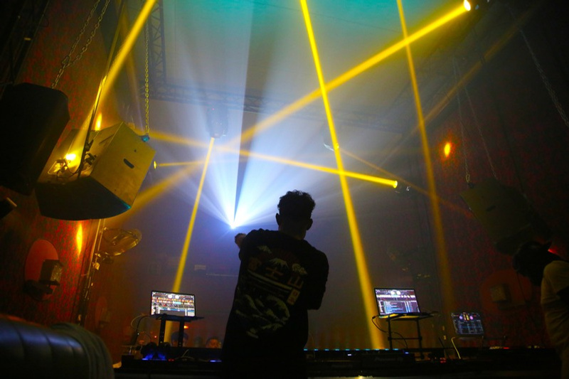 Club lights during a Kay Jay set